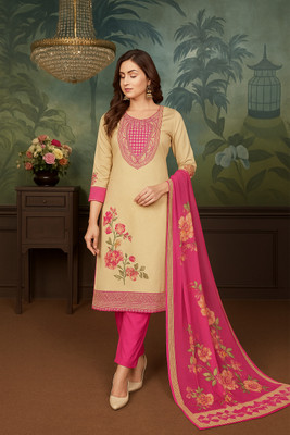 ClassiCove Embroidered, Floral Print Kurta, Trouser/Pant & Dupatta Set
