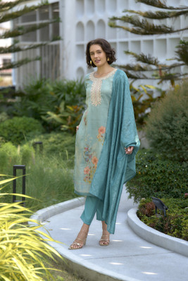 Shree Laxminarayan export Embroidered, Printed Kurta, Trouser/Pant & Dupatta Set