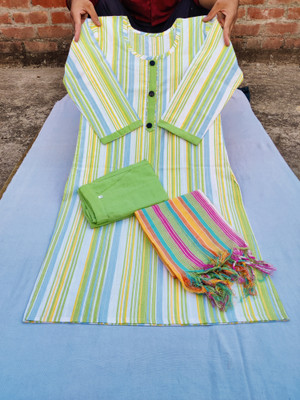 Dream World Fashion Striped Kurta, Trouser/Pant & Dupatta Set