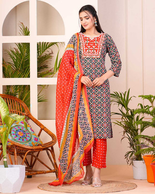 badodiya's Embroidered Kurta, Palazzo & Dupatta Set