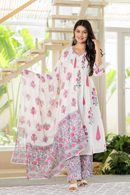 Myaza Floral Print Kurta, Trouser/Pant & Dupatta Set