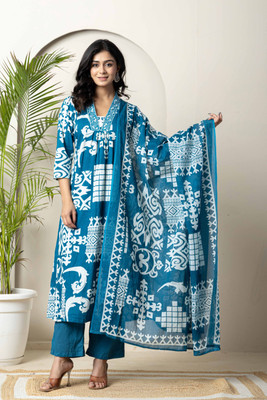 R RANAK CREATION Printed Kurta, Palazzo & Dupatta Set