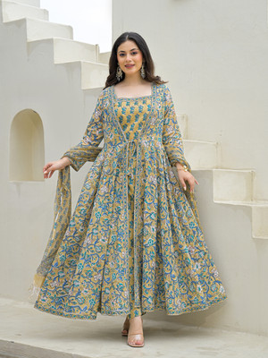 DIVENA Printed Anarkali Kurta, Bottom & Dupatta Set