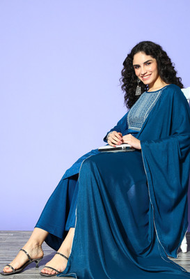 SheWill Embroidered Kurta, Palazzo & Dupatta Set