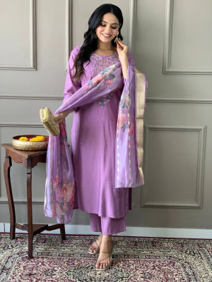 FLORRO Embroidered Kurta, Trouser/Pant & Dupatta Set