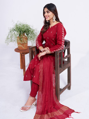 ARADHNA Embroidered Kurta, Trouser/Pant & Dupatta Set