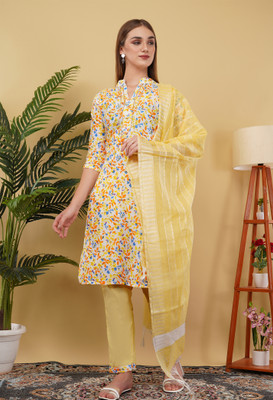 ZA STORE Floral Print Kurta, Trouser/Pant & Dupatta Set