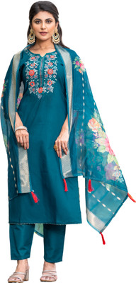 FAIRYPINK Embroidered, Printed, Self Design, Solid Kurta, Trouser/Pant & Dupatta Set