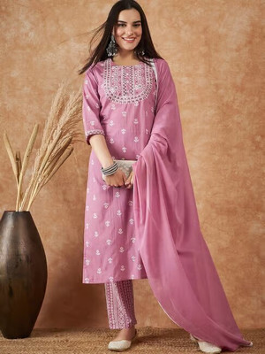 The Style Syndicate Printed Kurta, Trouser/Pant & Dupatta Set