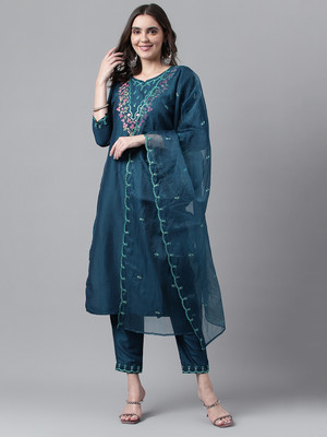 Arriva Fab Embroidered Kurta, Trouser/Pant & Dupatta Set