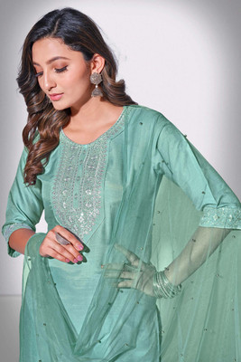 SARVAGNA Embroidered Kurta, Trouser/Pant & Dupatta Set