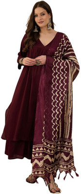 InWeave Solid Kurta, Palazzo & Dupatta Set