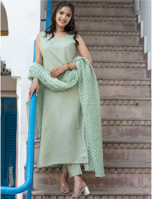 NIRYA FASHION Solid Kurta, Trouser/Pant & Dupatta Set