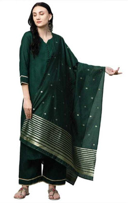 CreationRajvi Self Design Kurta, Palazzo & Dupatta Set
