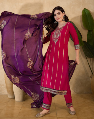 Tasrika Embroidered Kurta, Trouser/Pant & Dupatta Set