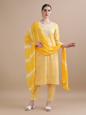 Jaipur Kurti Embroidered Kurta, Trouser/Pant & Dupatta Set