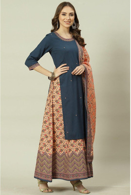 BIBA Woven Kurta, Sharara & Dupatta Set