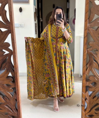 MD Arts Self Design Anarkali Kurta, Bottom & Dupatta Set