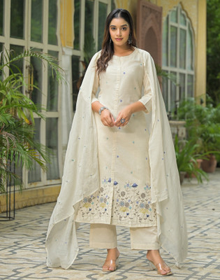 Tasrika Embroidered, Embellished Kurta, Trouser/Pant & Dupatta Set