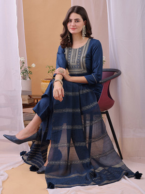 Hritika Embroidered, Embellished Kurta, Trouser/Pant & Dupatta Set