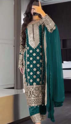 Firewave Embroidered Kurta, Trouser/Pant & Dupatta Set