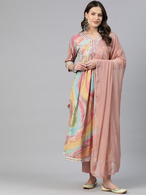 Readiprint Fashions Printed Kurta, Palazzo & Dupatta Set