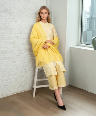 Vibrant Gaze Striped Kurta, Trouser/Pant & Dupatta Set