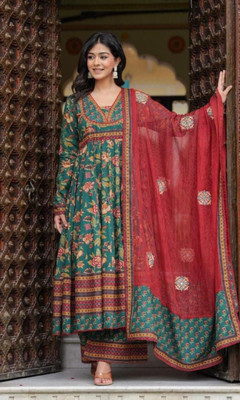 Chestha Creations Printed Kurta, Trouser/Pant & Dupatta Set