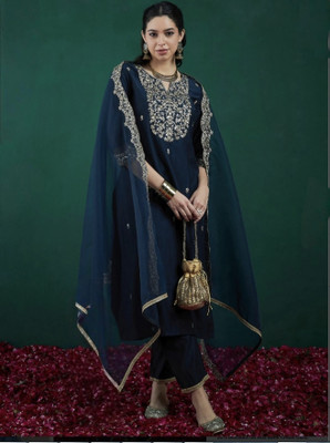 SIDDHESHWAR CREATION Embroidered Kurta, Trouser/Pant & Dupatta Set