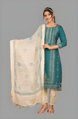 Gargi Color Block Kurta, Salwar & Dupatta Set