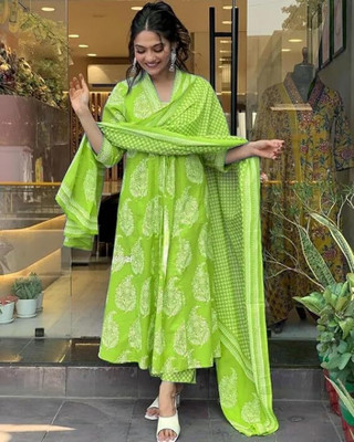 GEKHA Printed Kurta, Trouser/Pant & Dupatta Set