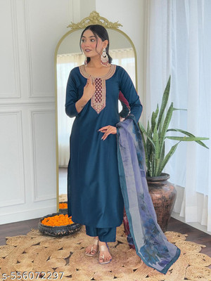 LuGruCollection Embroidered Kurta, Trouser/Pant & Dupatta Set