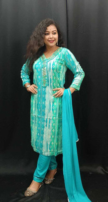 VIHANGINI Embroidered, Self Design, Geometric Print, Self Design Kurta, Trouser/Pant & Dupatta Set