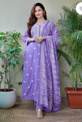 Celtic Fab Embroidered Kurta, Palazzo & Dupatta Set