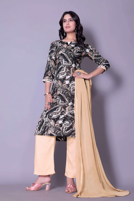 Bharat Origin Self Design Kurta, Palazzo & Dupatta Set