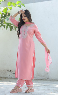MAA SHAKTI ENTERPRISE Embroidered Kurta, Trouser/Pant & Dupatta Set
