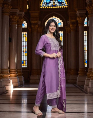 SoftTouch Embroidered Kurta, Trouser/Pant & Dupatta Set
