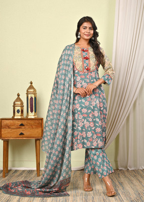 BEE LADY Floral Print Kurta, Trouser/Pant & Dupatta Set