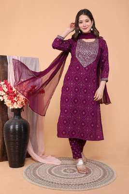 Kangoora Designs Embroidered Kurta, Palazzo & Dupatta Set