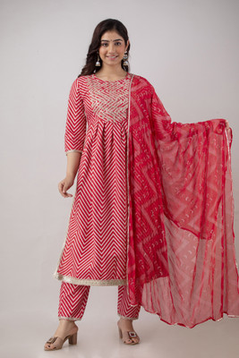 Radha Rani creation Women Kurta Palazzo Dupatta Set