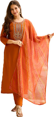 FancyFits Embroidered Kurta, Salwar & Dupatta Set