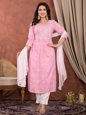 Readiprint Floral Print Kurta, Palazzo & Dupatta Set