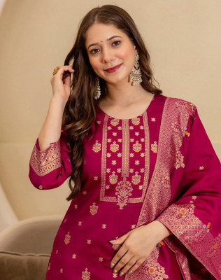 Tasrika Woven Kurta, Salwar & Dupatta Set