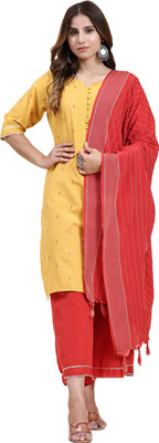 ANUSHIL Embellished Kurta, Palazzo & Dupatta Set