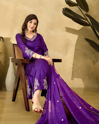 Kvsfab Embroidered Kurta, Trouser/Pant & Dupatta Set