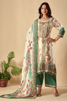 Rudra Fashion Mart Printed Kurta, Palazzo & Dupatta Set