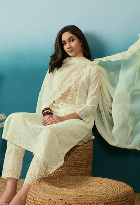 SheWill Embroidered Kurta, Trouser/Pant & Dupatta Set