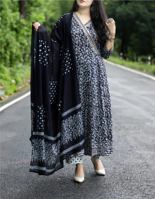RD REXTILES Embroidered Anarkali Kurta, Bottom & Dupatta Set