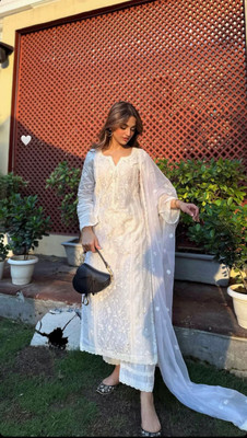 Ayush Creation Embroidered Anarkali Kurta, Bottom & Dupatta Set