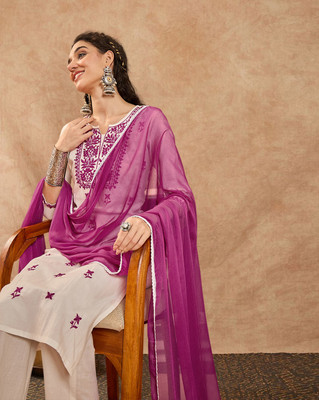 Tasrika Embroidered Kurta, Trouser/Pant & Dupatta Set